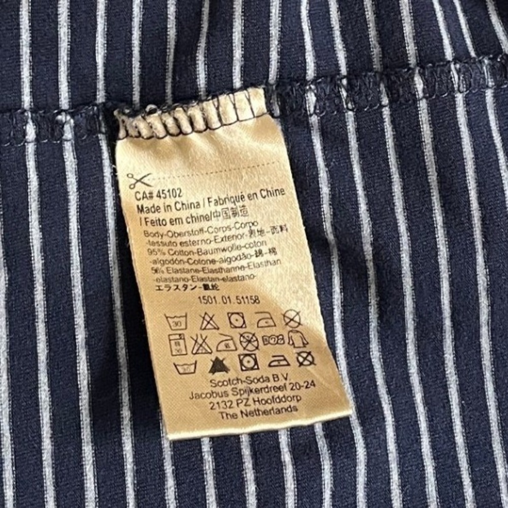 Scotch & Soda Aloha London Mens Striped V-Neck T-Shirt Navy Blue Large - Picture 6 of 8